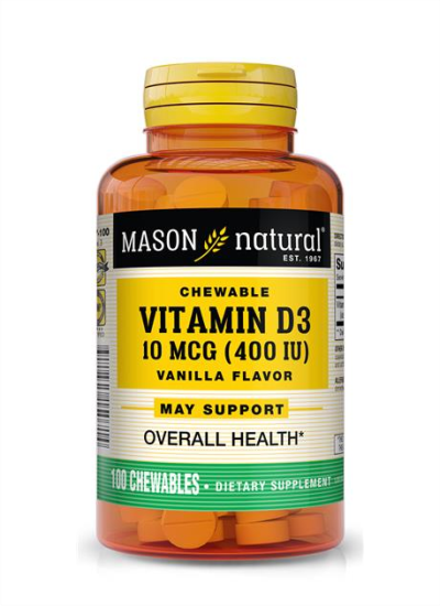 Mason natural Chewable Vitamin D3 10 MCG (400IU)  by 100 chewables