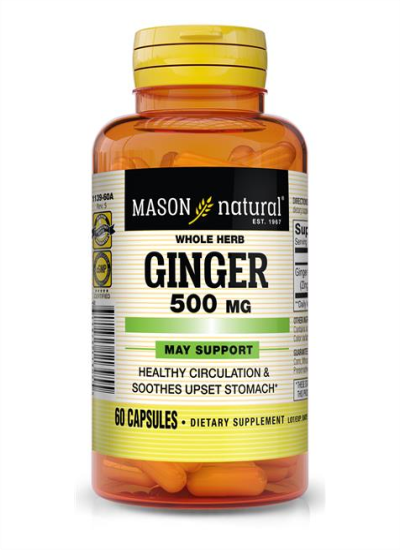 Mason natural Ginger Whole Herb 500mg by 60 capsules