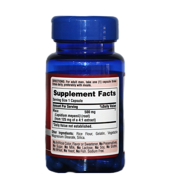 Puritan’s Pride MACA 500mg 60 Rapid Release Capsules - Image 2