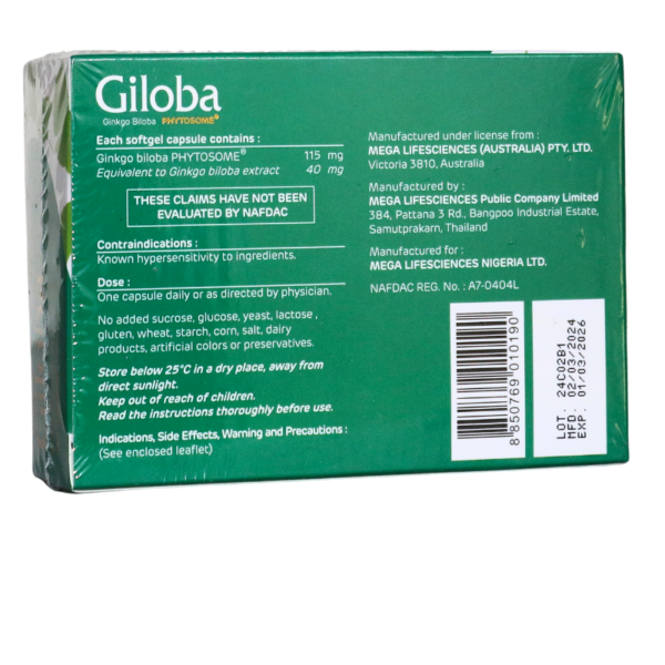 Mega Giloba 40mg Capsules